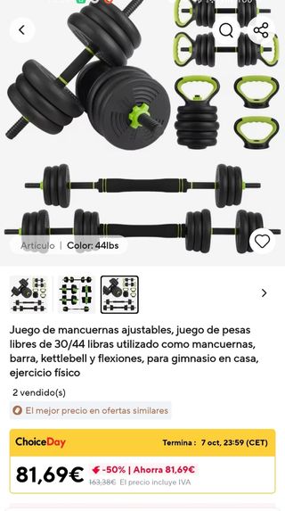 Lote Pesas Regulables Ejercicio Casa.