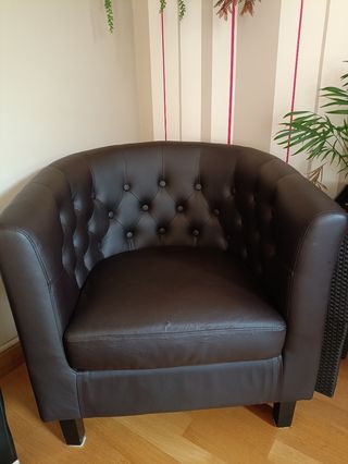 Sillón polipiel marrón 74x80 cm