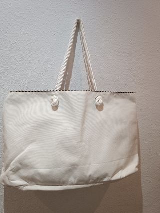 Bolso Carita Beige/Blanco Gran Capacidad