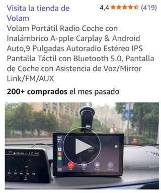 Radio Coche Portátil Volam CarPlay Android