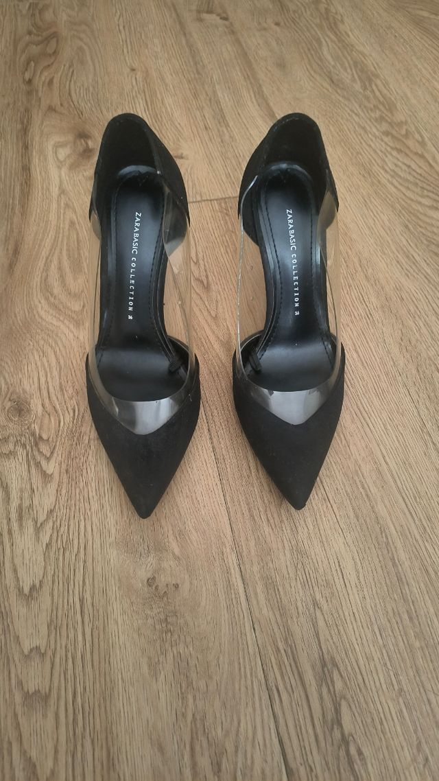 Zapatos Zara Tacón Transparente Negro