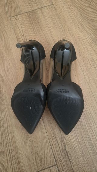 Zapatos Zara Tacón Transparente Negro