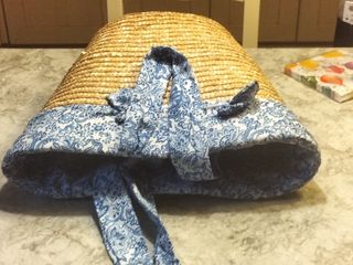 Borsa mare paglia beige e blu