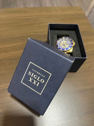 Reloj Graent de Hombre Dorado Bisel Azul