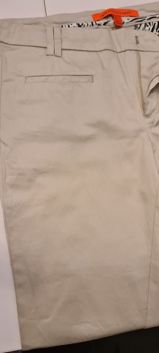 Pantalón Mango Talla 40 Beige