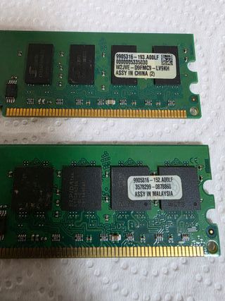 LOTE 2 MEMORIAS RAM - KINGSTON DDR2 - 2GB = 4GB