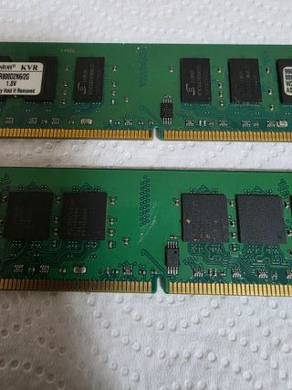 LOTE 2 MEMORIAS RAM - KINGSTON DDR2 - 2GB = 4GB