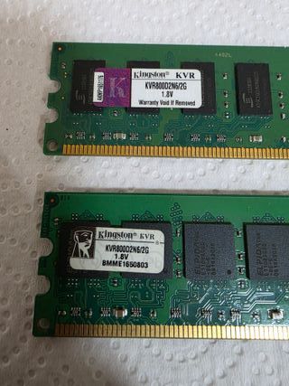 LOTE 2 MEMORIAS RAM - KINGSTON DDR2 - 2GB = 4GB