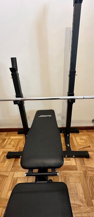 Banco de pesas JOROTO con rack y pesas 