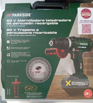 Taladro Percutor parkside 20V completo 