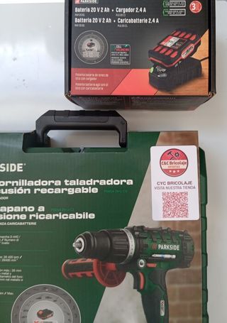 Taladro Percutor parkside 20V completo 