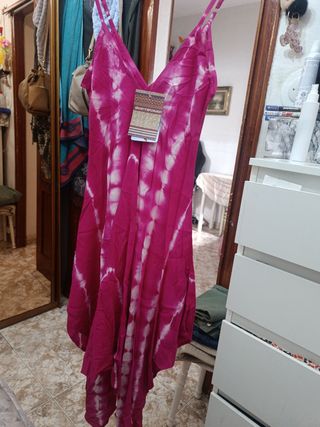 Vestido BODYGUARD rosa y blanco talla única