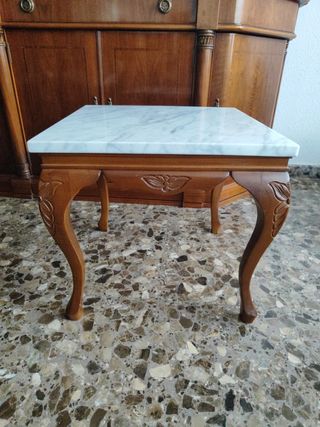 Mesa auxiliar vintage mármol y madera