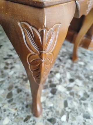 Mesa auxiliar vintage mármol y madera