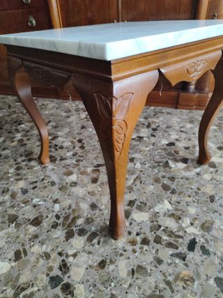 Mesa auxiliar vintage mármol y madera