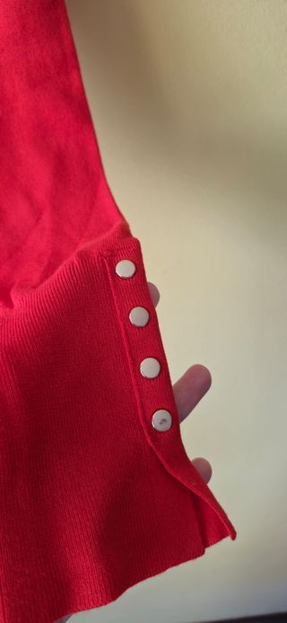 Jersey fino cuello alto color rojo (Zara)
