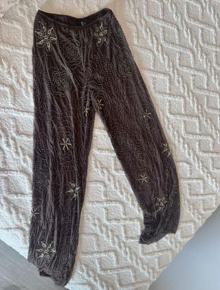 Pantalones Zara Strass Marrones Talla S