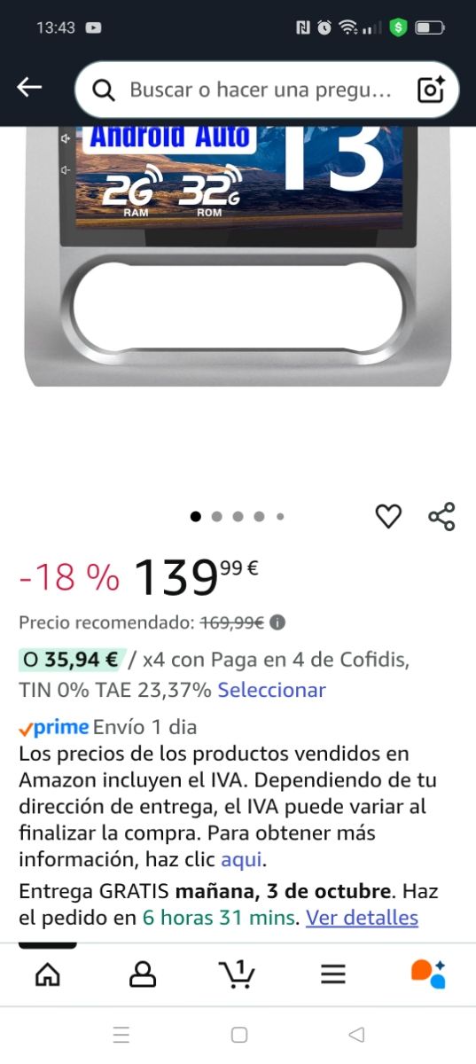 Pantalla Táctil Carplay Android 13 Ford Focus