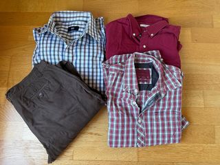 Camisas hombre cuadros y pantalón marrón