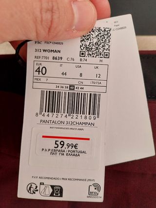 Pantalones Mango Lana Fría Granate Talla 40