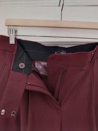 Pantalones Mango Lana Fría Granate Talla 40