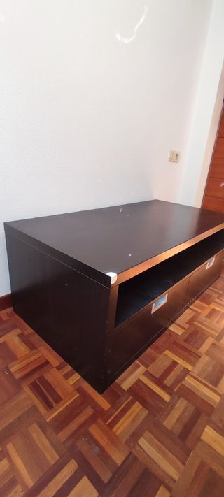 Mueble TV 2 cajones madera oscuro
