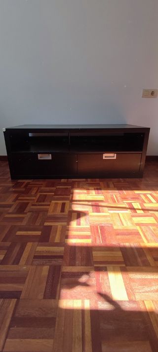Mueble TV 2 cajones madera oscuro