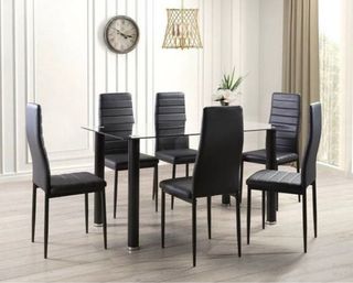 Mesa de comedor + 6 sillas NEGRO! NUEVA