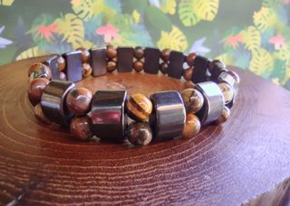 Pulsera piedra Ojo de Tigre y Hematita