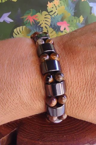Pulsera piedra Ojo de Tigre y Hematita