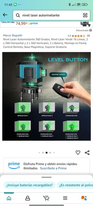 Nivel Láser 3D 12 Líneas Verde