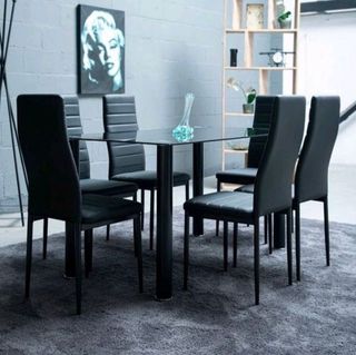 Mesa de comedor + 6 sillas NEGRO! NUEVA!!!