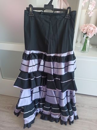 Falda y corpiño flamenco morada y negro