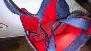 Borsa Chanel blu con interno rosso