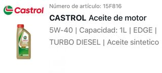 AceiteCastrol EDGE 5W-40 Turbo Diesel 5L más filtr