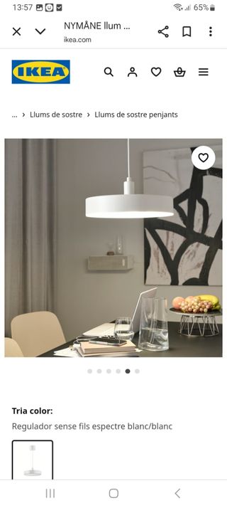 Lámpara Techo IKEA NYMÅNE Blanca