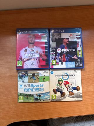 4 Juegos PS4 y Wii: FIFA, Mario Kart y Wii Sports