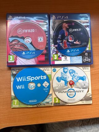 4 Juegos PS4 y Wii: FIFA, Mario Kart y Wii Sports