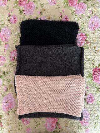 Lote 3 bufandas: negra, gris y rosa