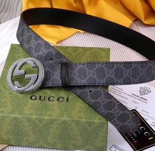 Cinturón Gucci GG Negro y Gris