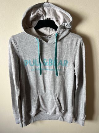 Sudadera Pull&Bear Gris y azul Turquesa Talla M