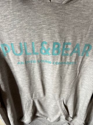 Sudadera Pull&Bear Gris y azul Turquesa Talla M