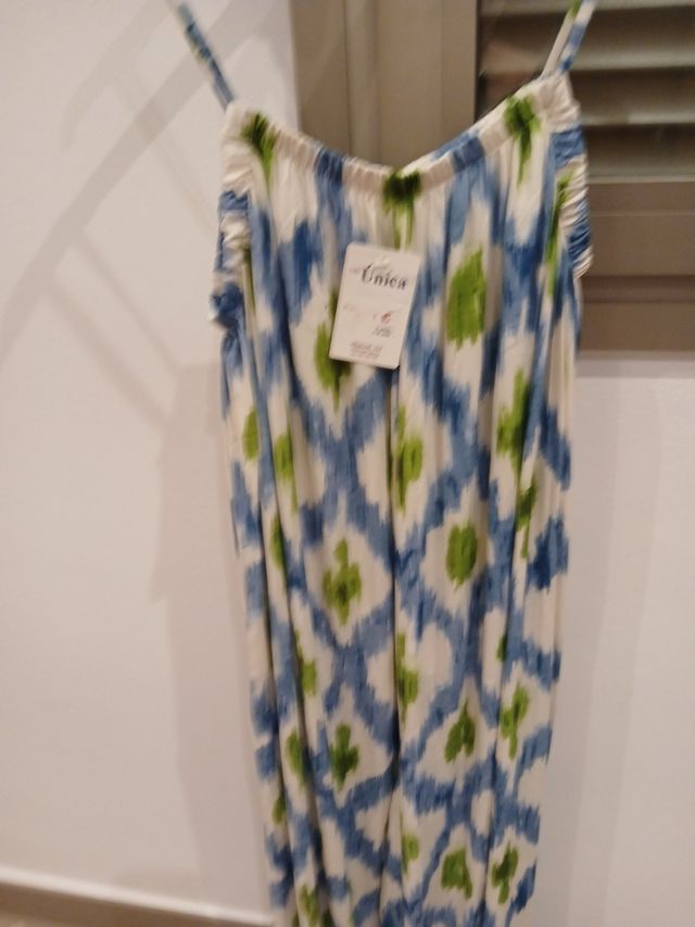 Mono ancho estampado azul y verde es talla única 