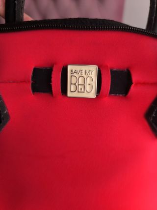 Bolso Save My Bag Rojo y Negro Asa Corta