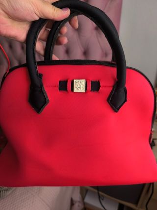 Bolso Save My Bag Rojo y Negro Asa Corta