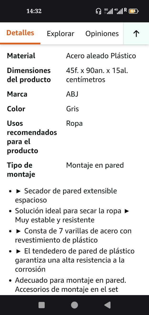 Tendedero plegable de pared