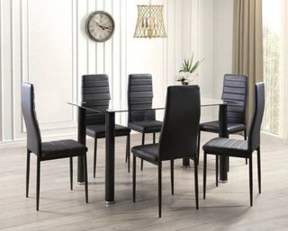 Comedor con 6 sillas OFERTA! Color Negro!