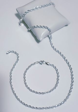 Collar y Pulsera Plata Trenzada