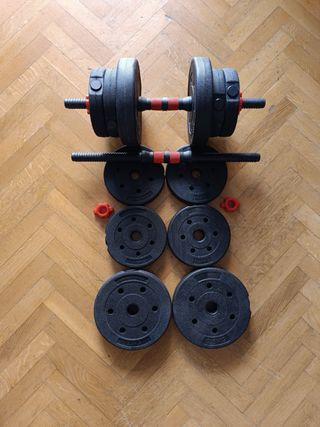 Mancuernas ajustables con 10kg de peso cada una 