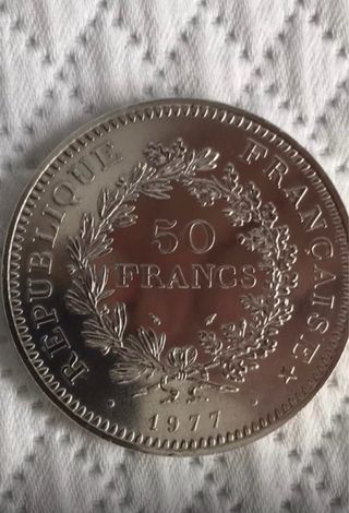 Moneda 50 Francos Franceses Plata 1977